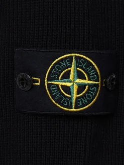 Logo cotton half zip knit sweater