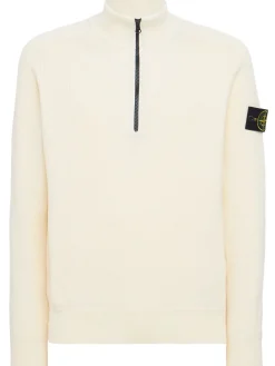 Logo cotton half zip knit sweater