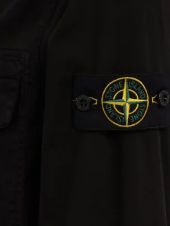 Logo cotton zip-up shirt jacket