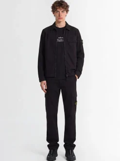 Logo cotton zip-up shirt jacket