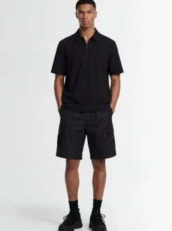 Logo nylon s/s half-zip shirt