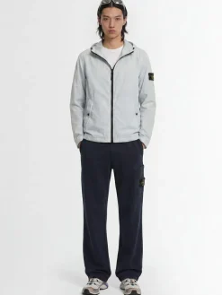 Logo patch nylon zip-up hooded jacket