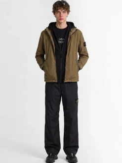 Logo patch nylon zip-up hooded jacket