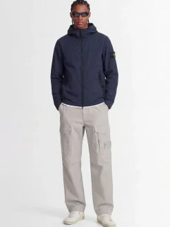 Logo patch nylon zip-up hooded jacket