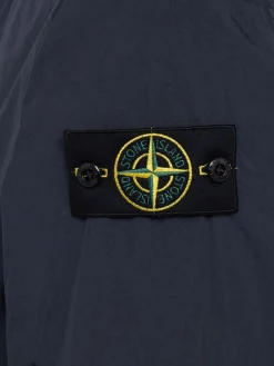 Logo patch nylon zip-up hooded jacket