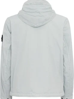 Logo patch nylon zip-up hooded jacket