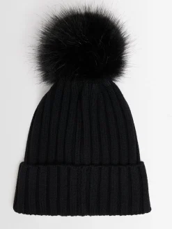 Logo virgin wool pom pom beanie
