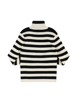 Maglia collo alto in lana e cotone a righe
