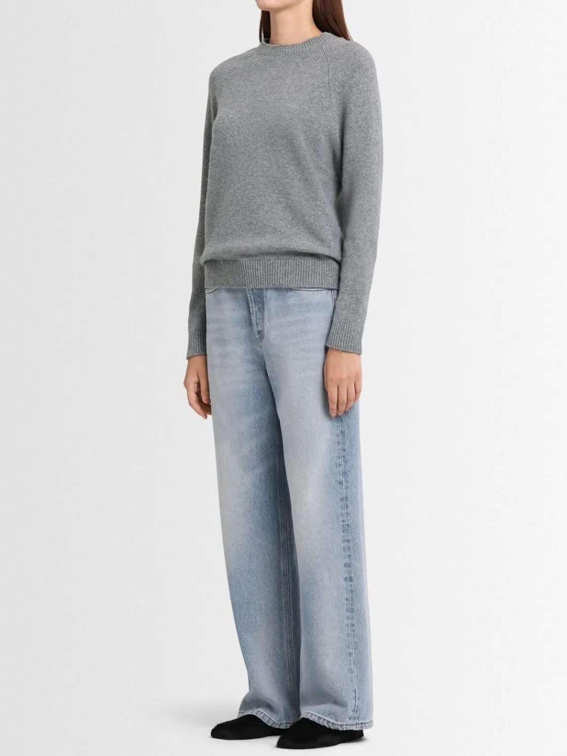 Maglia girocollo Ida in lana con maniche raglan