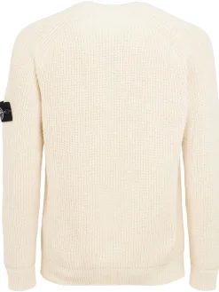 Maglia girocollo in cotone punto popcorn