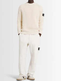 Maglia girocollo in cotone punto popcorn