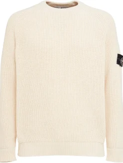 Maglia girocollo in cotone punto popcorn