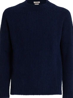 Maglia girocollo in lana a coste inglesi