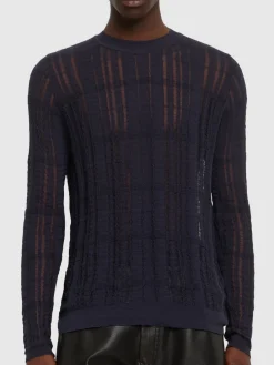 Maglia girocollo in misto cotone