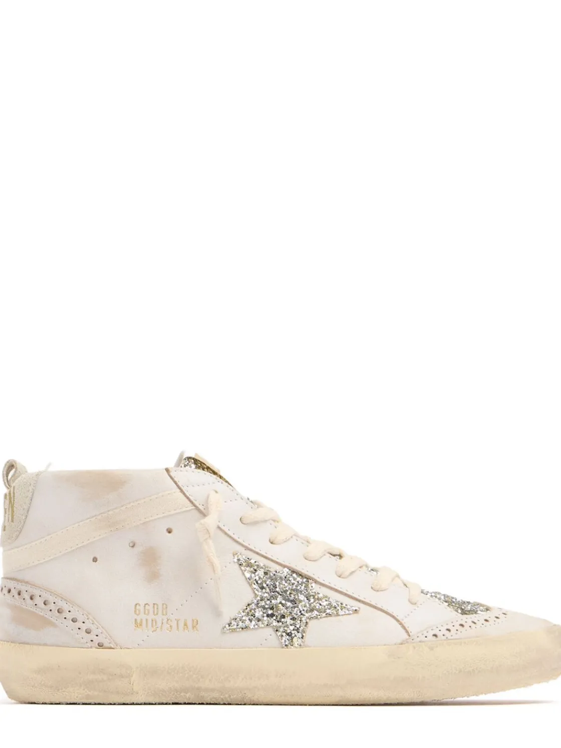 Mid Star leather & glitter sneakers