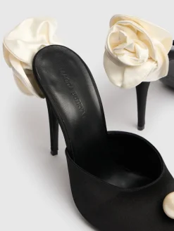 Mules Flower in raso 110mm