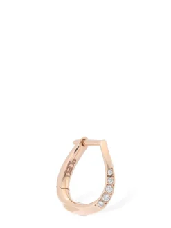 Orecchino singolo in oro rosa con diamanti 9kt