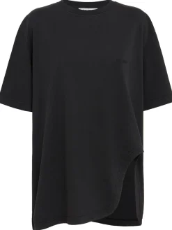 Oversized jersey t-shirt w/shaped slit
