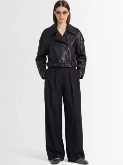 Oversize leather biker jacket