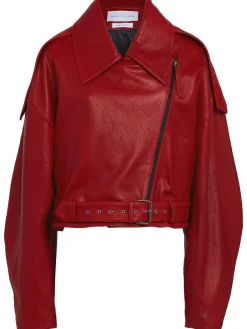 Oversize leather biker jacket
