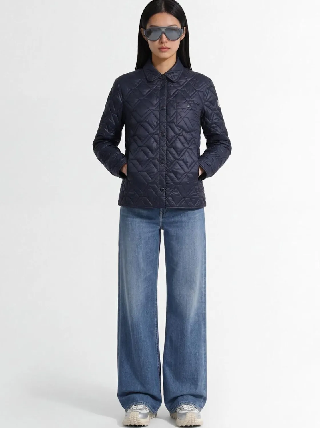 Padded diamond quilted shirt jacket