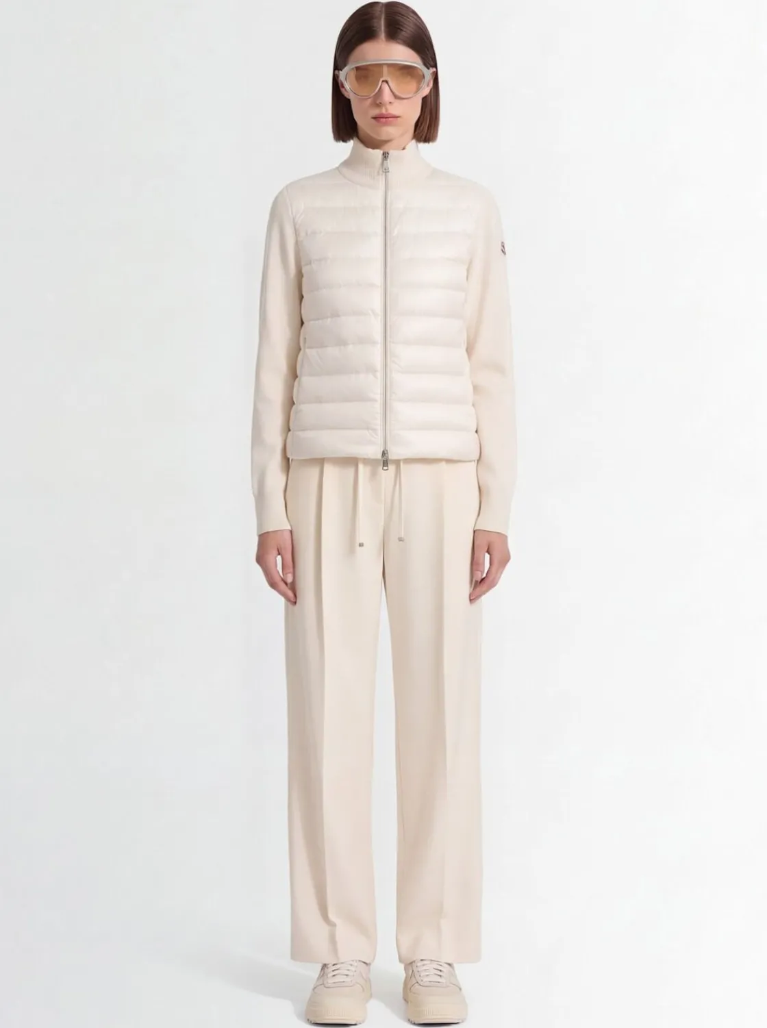 Padded wool zip-up cardigan jacket