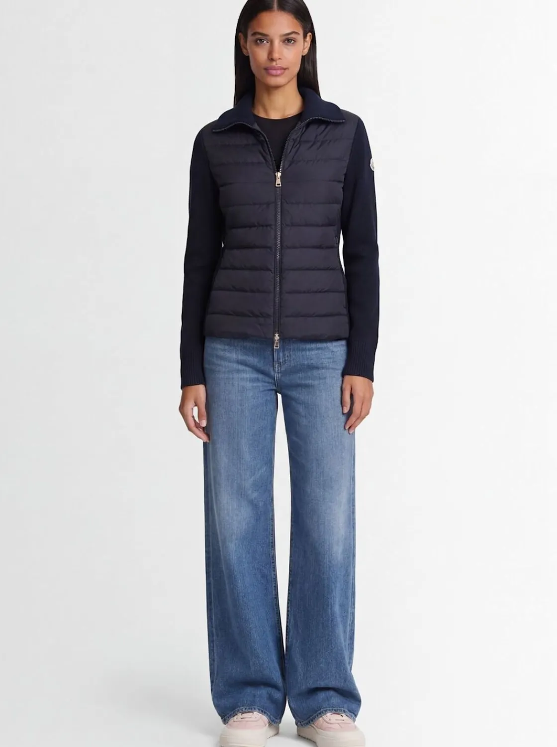 Padded wool zip-up cardigan jacket