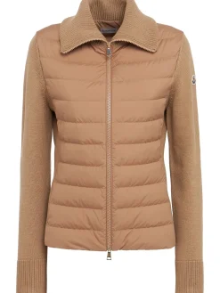 Padded wool zip-up cardigan jacket