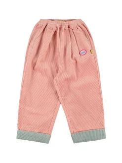Pantaloni ampi color block a costine