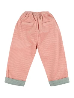 Pantaloni ampi color block a costine