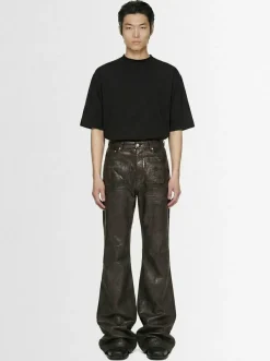 Pantaloni bootcut Bolan in denim di cotone bronzo