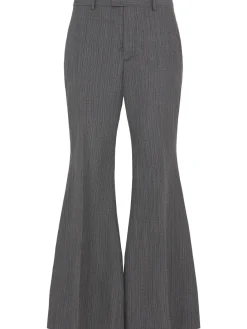 Pantaloni bootcut relaxed fit Leek in misto lana