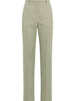Pantaloni dritti in misto lana check
