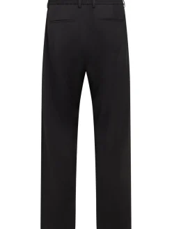 Pantaloni dritti in twill di lana con pinces