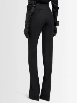 Pantaloni dritti in twill di misto lana vergine