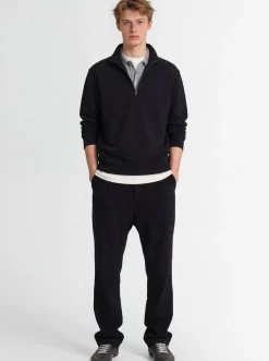 Pantaloni gamba dritta in misto cotone a costine