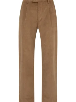 Pantaloni gamba dritta in misto cotone a costine