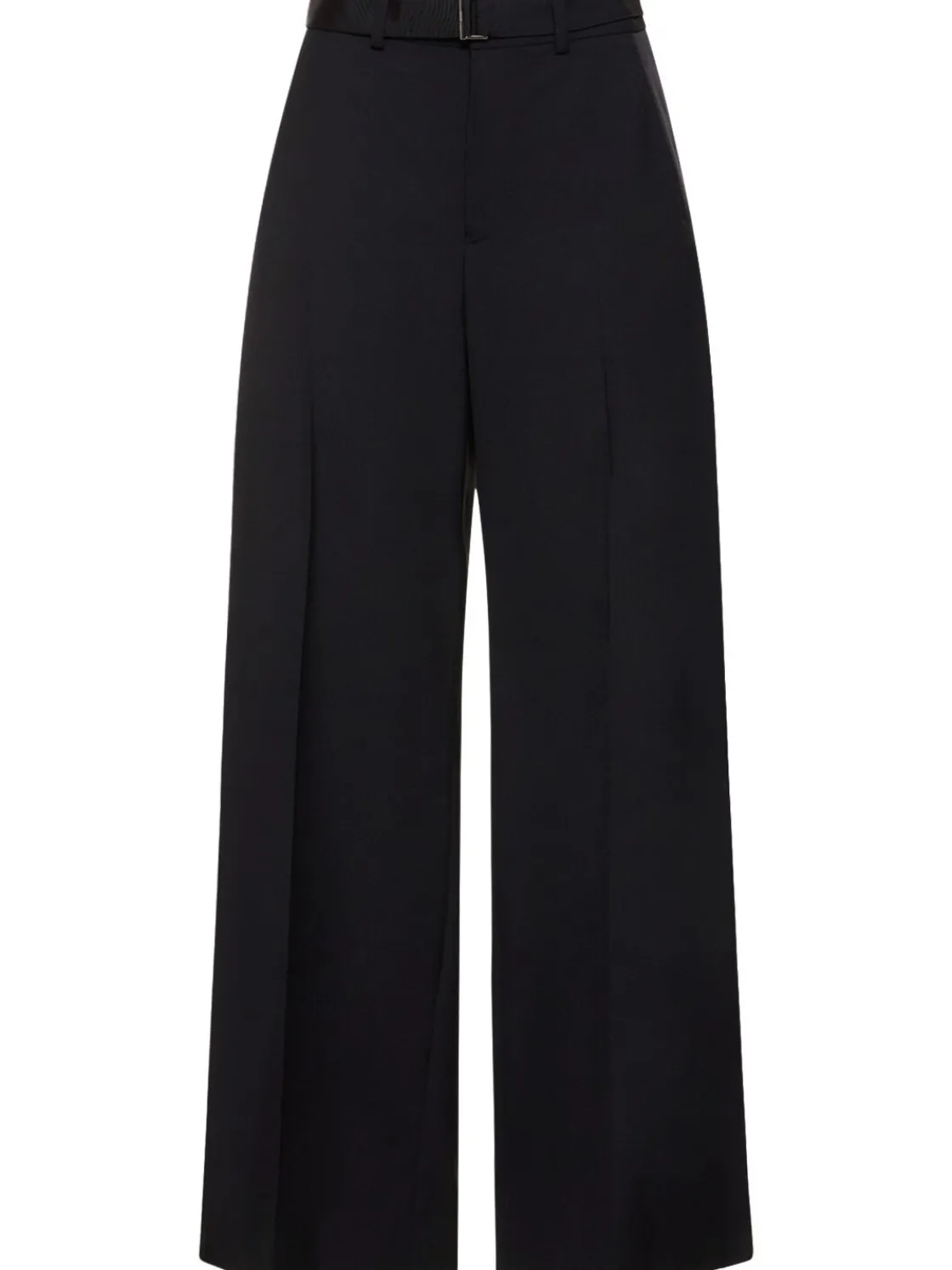 Pantaloni larghi in gabardina con cintura