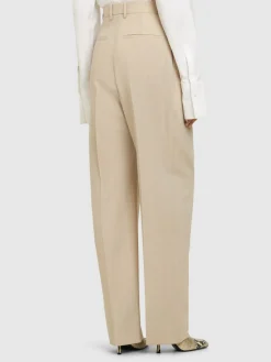 Pantaloni larghi sartoriali vita media in lana