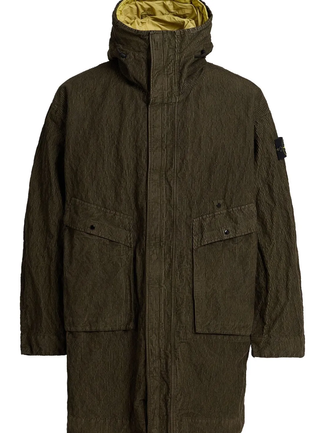 Parka lungo in misto cotone millerighe