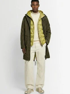 Parka lungo in misto cotone millerighe