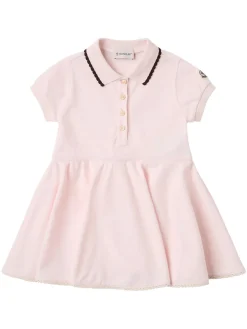 Pleated cotton polo shirt dress