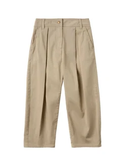 Pleated stretch cotton gabardine pants