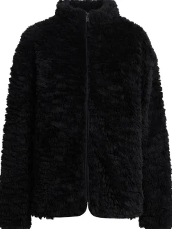 Plush zip-up mock neck jacket