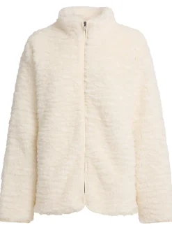 Plush zip-up mock neck jacket