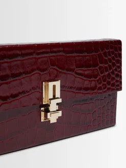 Pochette E/W in pelle stampa coccodrillo
