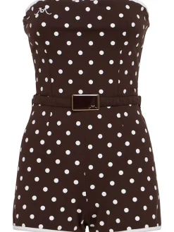 Polka dotted bustier playsuit