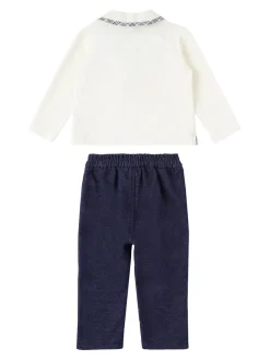 Polo in cotone piquet e pantaloni chino