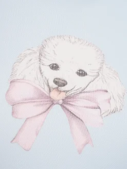 Poodle print long sleeve tulle top
