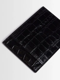 Porta carte di credito in pelle lucida stampata